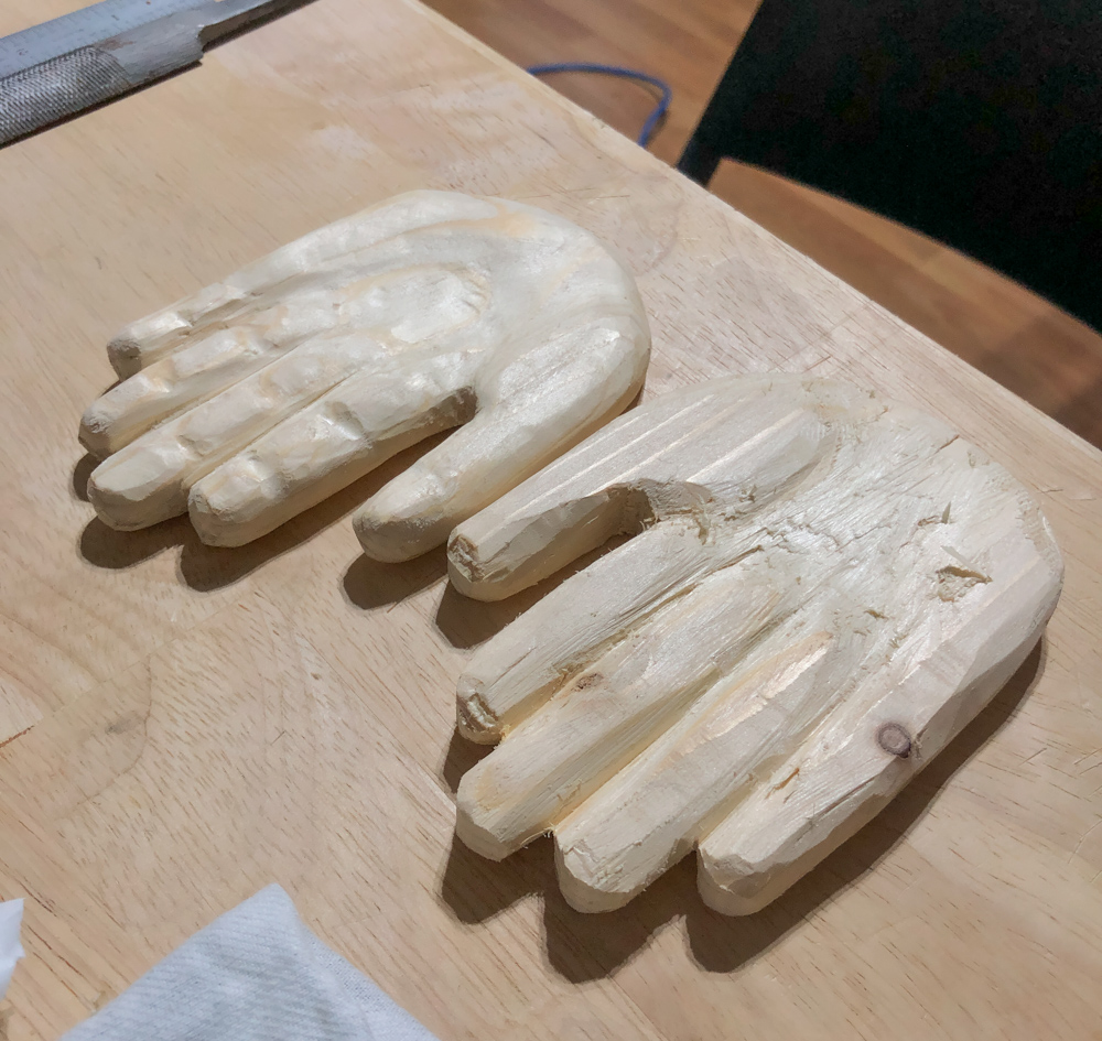 Carving wooden hands